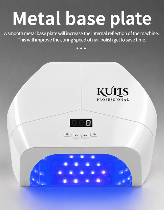 Kulis Professional Pure Cure UV LED Nail Lamp | High Power Gel Polish Curing Machine with Metal Base Plate | Fast Drying Nail Dryer