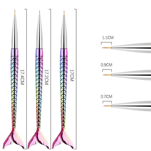 Kulis - Fishtail Holography Liner Brush - Set of 3Pcs
