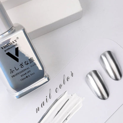 VINIMAY® Professional Metallic Mirror UV Gel Polish 15ml | Soak-off UV/LED Cure Silver, Gold &amp; Rose Gold