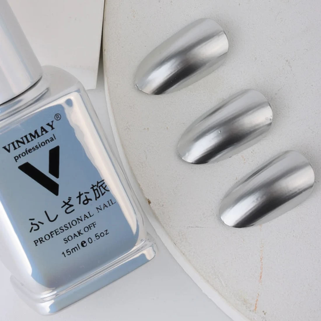 VINIMAY® Professional Metallic Mirror UV Gel Polish 15ml | Soak-off UV/LED Cure Silver, Gold &amp; Rose Gold