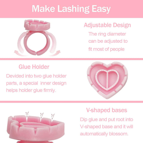 Kulis - Eyelash Glue Ring - Heart Shape - 100Pcs/Pkt