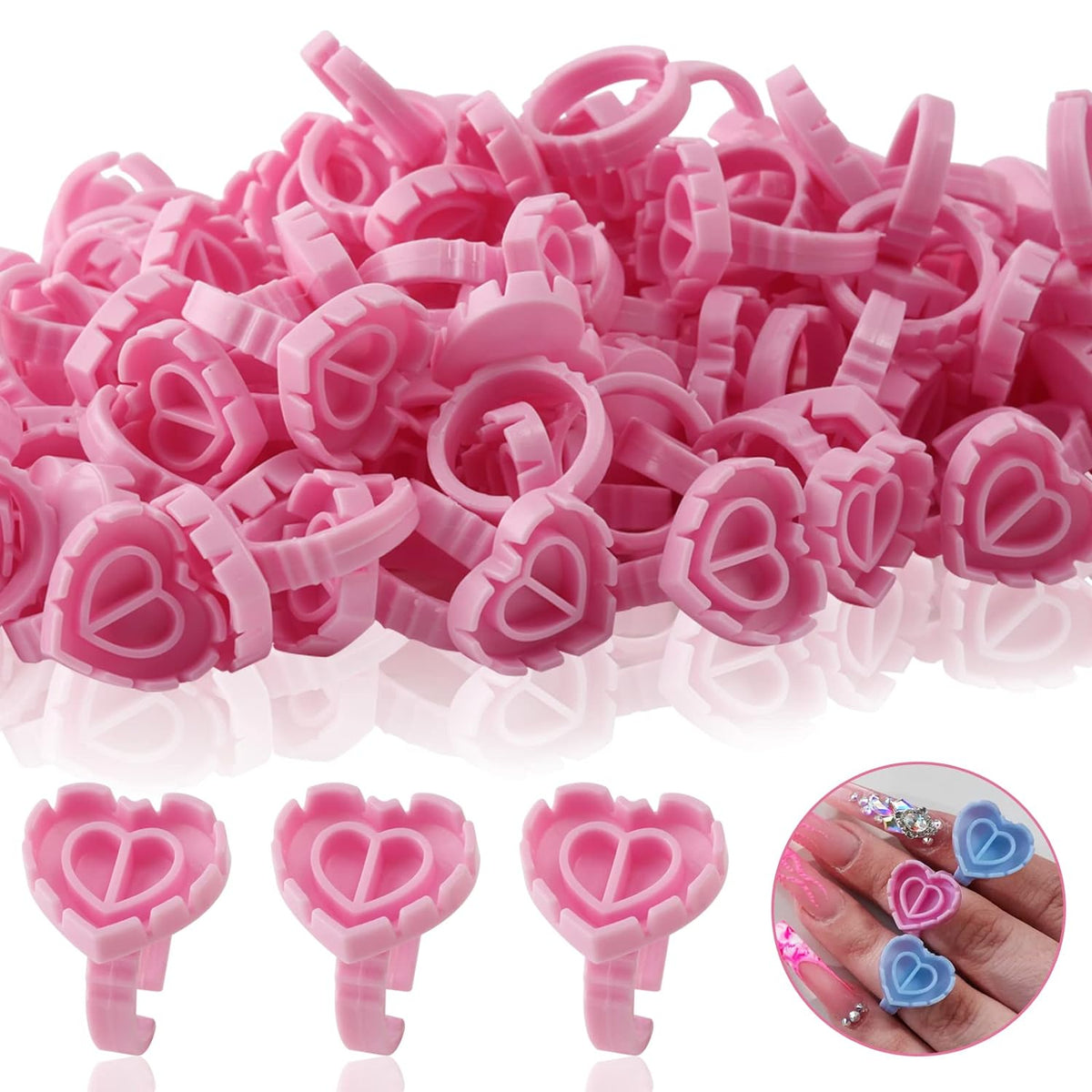 Kulis - Eyelash Glue Ring - Heart Shape - 100Pcs/Pkt