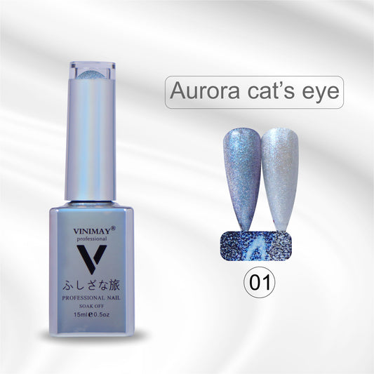 VINIMAY® Professional Aurora Cat Eye UV Gel Polish | Soak-Off UV/LED Cured 6 Color Shades Available in 15ml Bottle