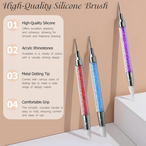 Kulis 5Pcs Dual-Ended Nail Art Dotting & Silicone Sculpting Tools Set