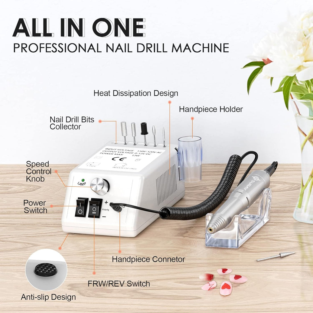 Professional Finger &amp; Toenail Care 20000 RPM Electric Nail Drill Machine for Manicure &amp; Pedicure Multicolor