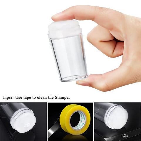 Nail Stamper with Nail Scraper | Silicone Nail Stamper Kit for Gel Nail Polish DIY Nail Art Tools