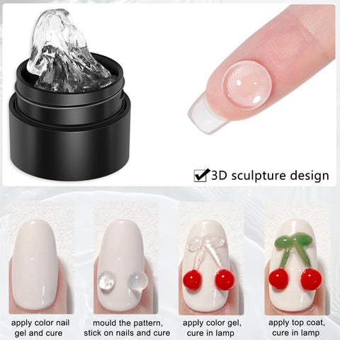 Kulis Clear 3D Sculpting Gel for Nail Art | Non-Sticky Hand Carving-Gel 5gm | Create 3D Flower Nail Designs