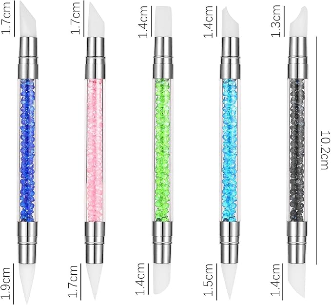 Dual Head Silicon Nail Tools Nail Art Sculpture Pen, Silicone Head Acrylic Handle Nail Art Brushes, Nail Art Tools for Home Salon