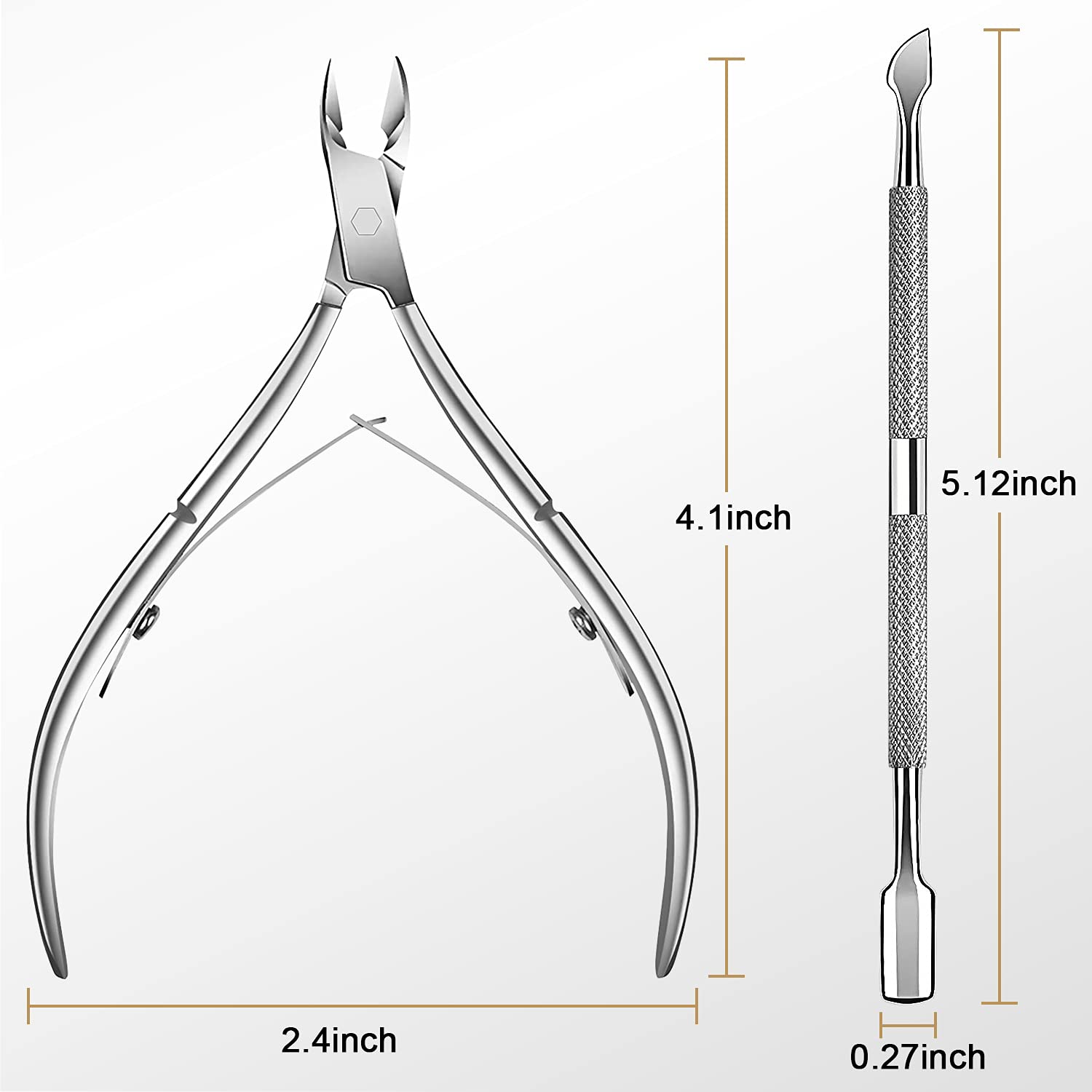 Kulis Stainless Cuticle Cutter and Pusher Combo Pack - High Quality