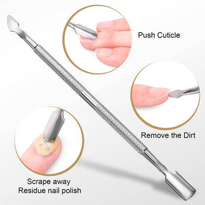 Kulis Stainless Cuticle Cutter and Pusher Combo Pack - High Quality