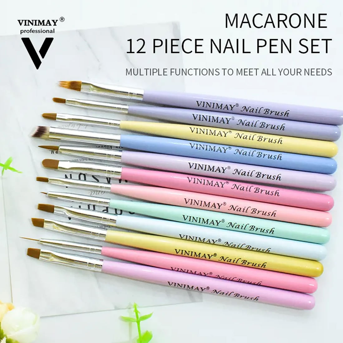 VINIMAY® Professional 12IN1 Nail Art Brush Set for DIY Home and Nail Salon