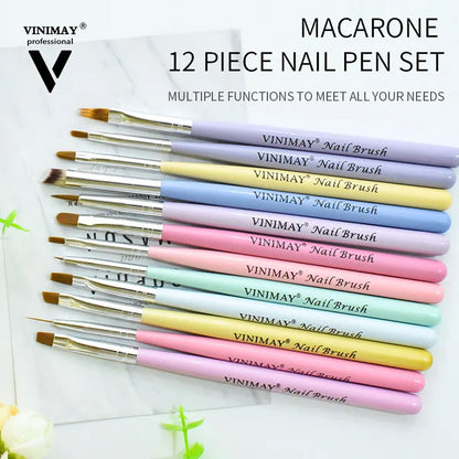 VINIMAY® Professional 12IN1 Nail Art Brush Set for DIY Home and Nail Salon