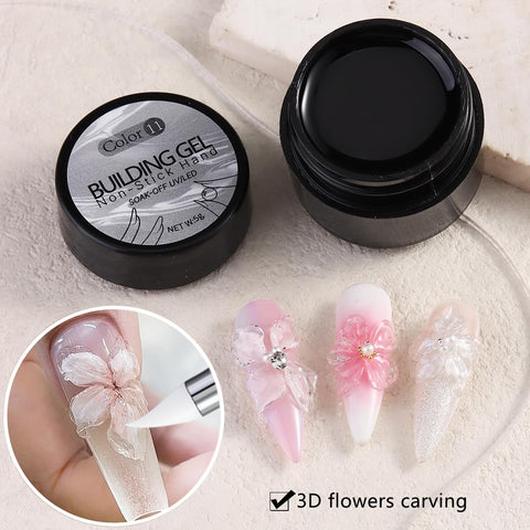 Kulis Clear 3D Sculpting Gel for Nail Art | Non-Sticky Hand Carving-Gel 5gm | Create 3D Flower Nail Designs