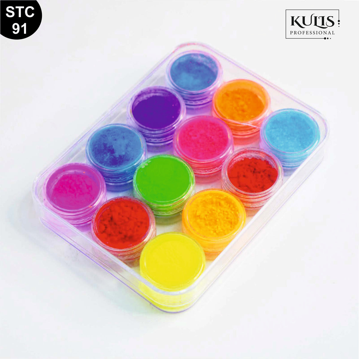 Kulis Pigment Nail Powder, Nail Super Bright Neon Powder Fluorescent 12 Colors Pack