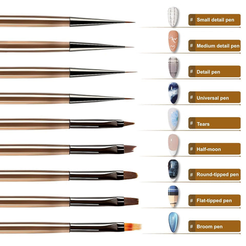 Kulis - 9IN1 Nail Art Brush Set