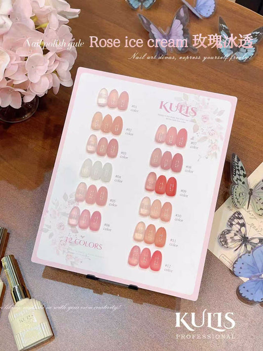 Buy KULIS Professional 12 Pc French Base Color Set with 15ml bottles and shade card. Perfect nude pink shades for French nails, bridal looks, and salon use.