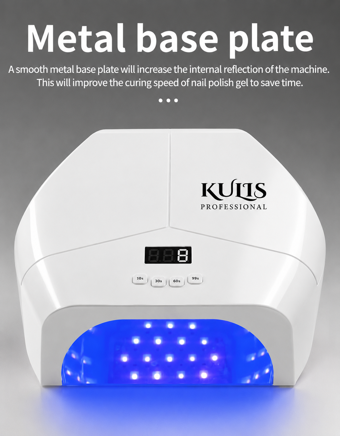 Kulis Professional Pure Cure UV LED Nail Lamp | High Power Gel Polish Curing Machine with Metal Base Plate | Fast Drying Nail Dryer