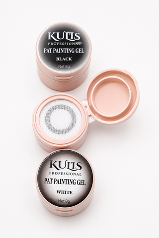 Kulis Professional Pat Painting Gel Set | Black & White Nail Art Painting Gel 8g | Highly Pigmented UV LED Nail Gel for Nail Art, Liner & French Design