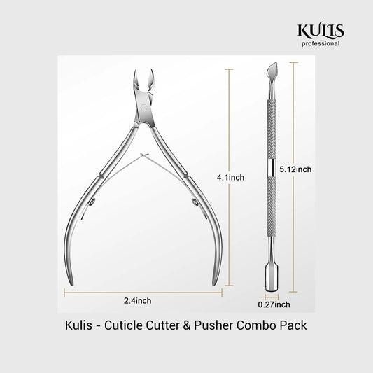 Kulis - Cuticle Cutter & Pusher Combo Pack - Best Quality