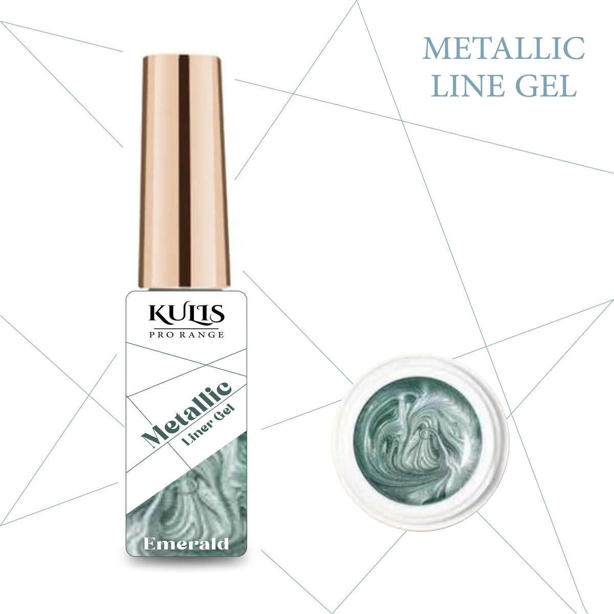 Kulis ProRange Metallic Nail Liner Gel with Thin Nail Art Brush Cap Bottle Painting Liner Gel