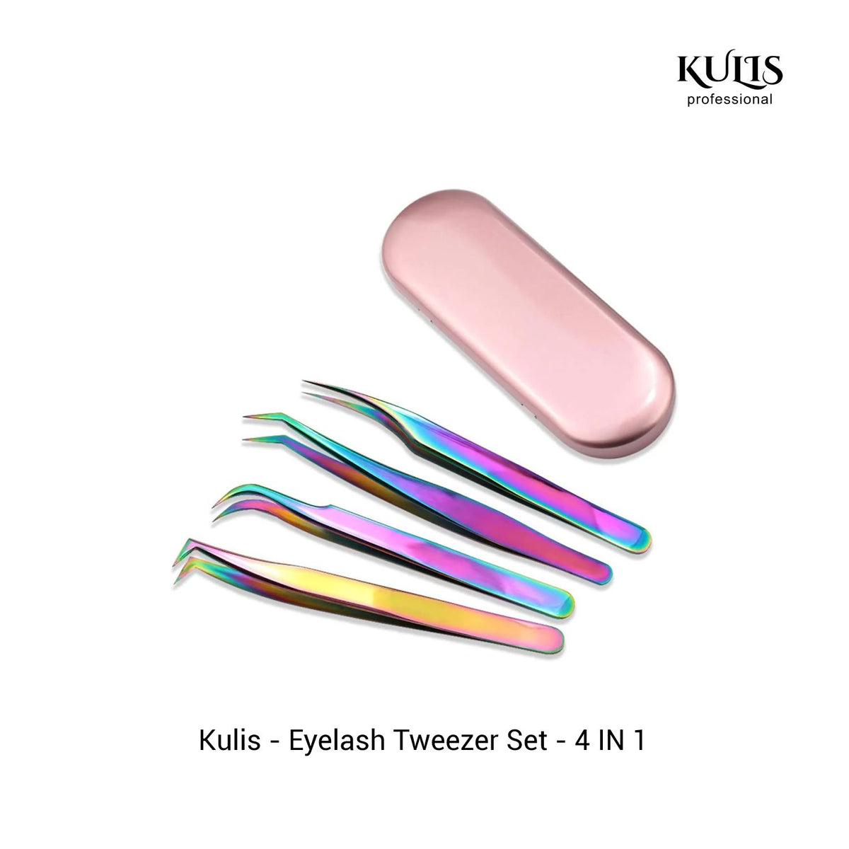 Kulis - Professional Eyelash Tweezer Set - 4IN1