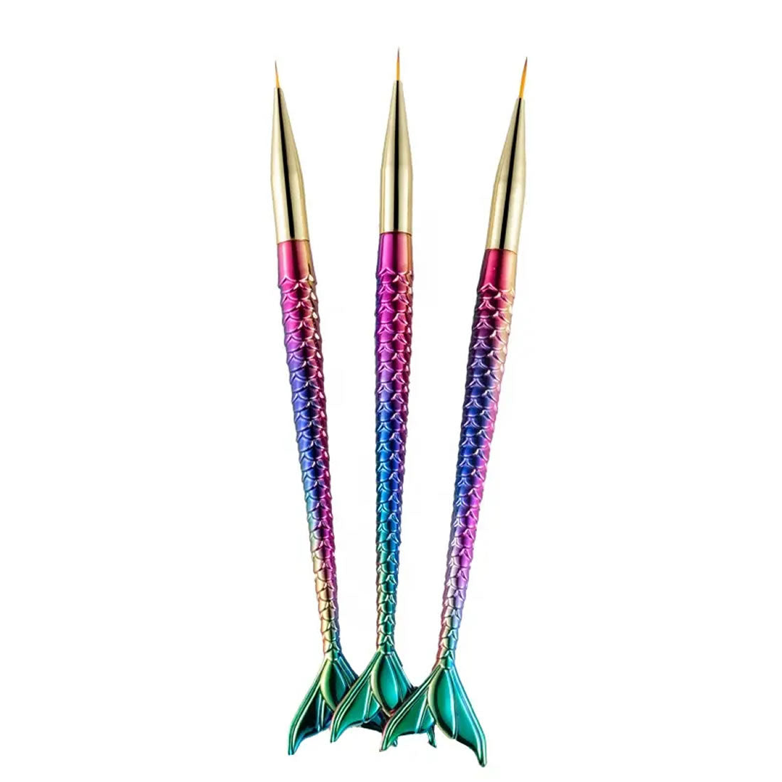 Kulis - Fishtail Holography Liner Brush - Set of 3Pcs