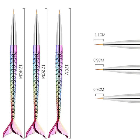 Kulis - Fishtail Holography Liner Brush - Set of 3Pcs