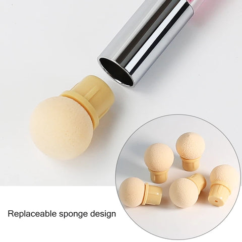 Ombre Sponge for Nail Art | Dual Head Nail Sponge Brush Picking Dotting Gradient Ombre Nail Pen Brush With 4 Replacement Heads