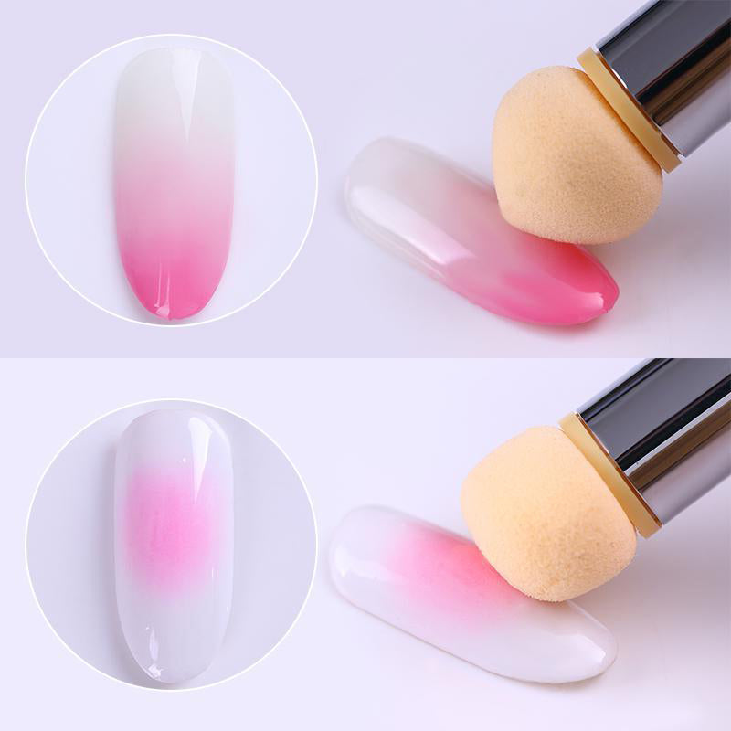 Ombre Sponge for Nail Art | Dual Head Nail Sponge Brush Picking Dotting Gradient Ombre Nail Pen Brush With 4 Replacement Heads