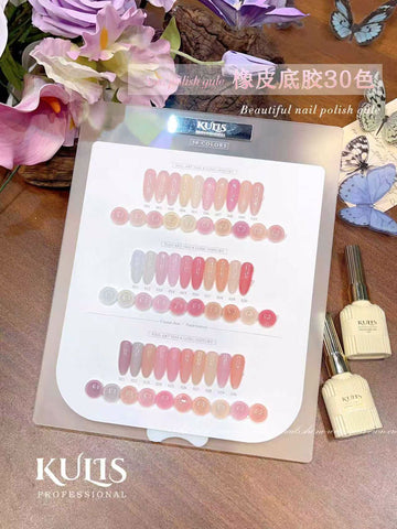 KULIS Professional 30 Color Rubber Base Gel Polish Set | Nude & Pink Shades | UV/LED Soak Off Nail Base Gel Kit with Shade Card | Salon Quality Nail Art Collection