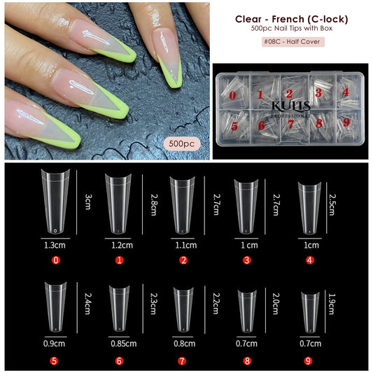 Kulis - Clear Nail Extension Tips - French (C-Lock) - 8C