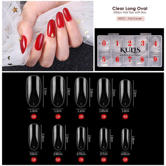 Kulis - Clear Nail Extension Tips - Long Oval - 7C