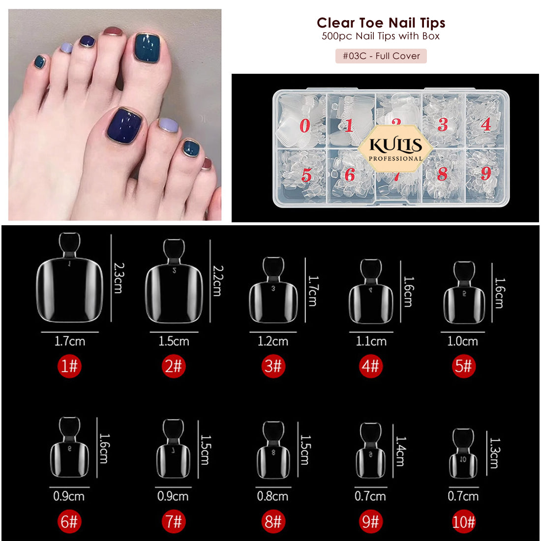 Tele Nail Tips Kulis - Clear Nail Extension Tips - Toe Nail - 3C – Kulis Professional