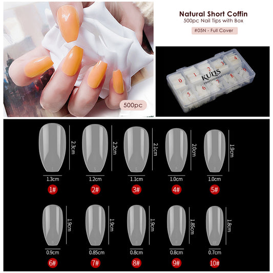 Kulis - Natural Nail Extension Tips - Short Coffin - 5N