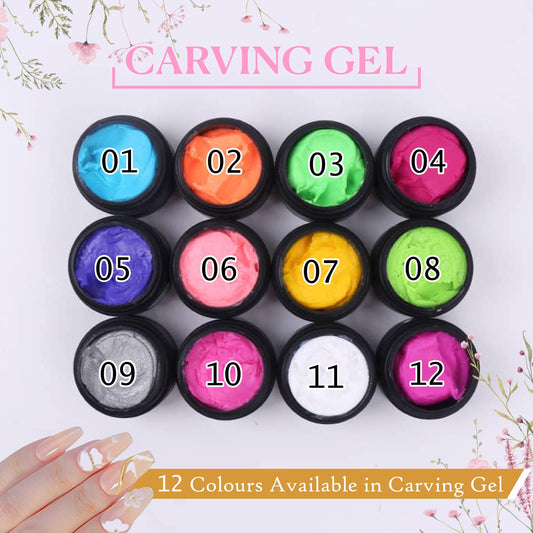 Kulis Color Carving Gels 3D Sculpture Gel for Nail Art Decoration Creative DIY Nail Art Painting Carved Soak Off Polish Flowers Design Modeling Tool