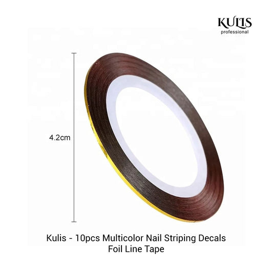 Kulis 10pcs Multicolor Nail Striping Decals Foil Line Tape for DIY 3D Tips Decorations  (Multicolor)