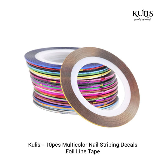 Kulis 10pcs Multicolor Nail Striping Decals Foil Line Tape for DIY 3D Tips Decorations  (Multicolor)