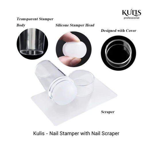 Nail Stamper with Nail Scraper | Silicone Nail Stamper Kit for Gel Nail Polish DIY Nail Art Tools