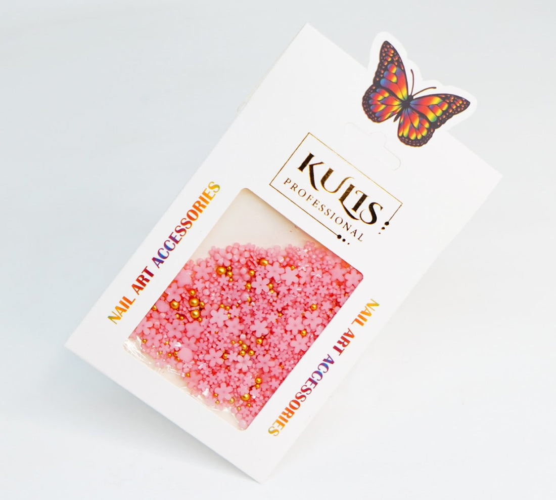 Kulis 3D Flower Nail Charms, 3D Acrylic Flower Nail Art Rhinestones Cherry Blossom DIY Nail Decorations