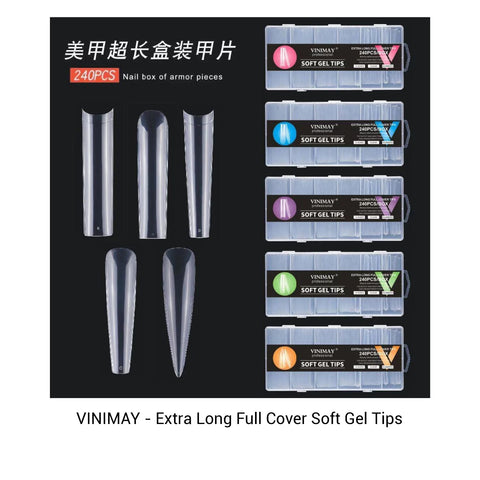 VINIMAY - Professional Extra Long Full Cover Soft Gel Tips  - 240Tips