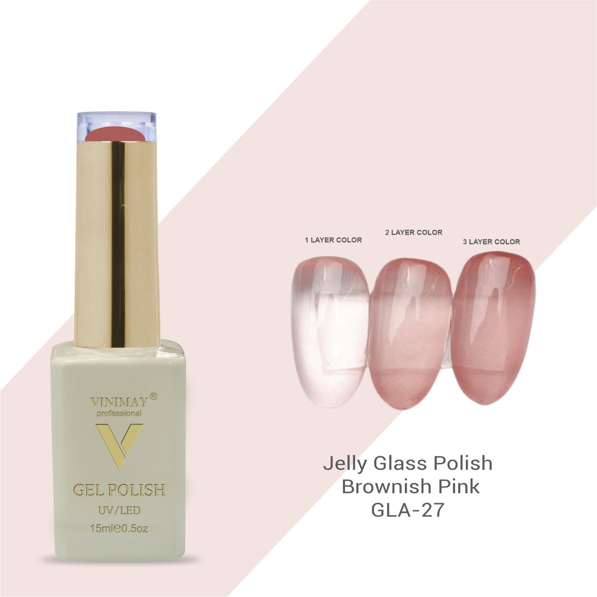 Vinimay - Jelly Glass UV Gel Polish - GLA27 - Brownish Pink