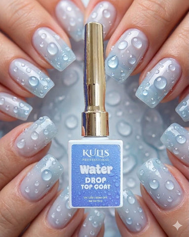KULIS Professional Water Drop Top Coat 15ml | 3D Bubble Effect UV LED Gel Top Coat | Creative Nail Art Water Droplet Design | Long-Lasting Soak-Off Top Coat