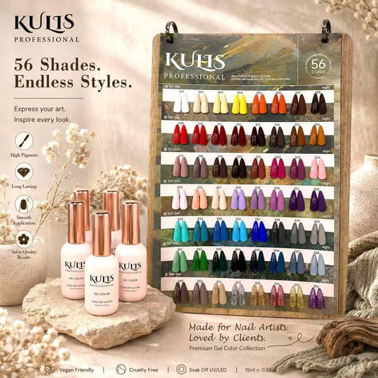 Kulis Professional 56Pcs Gel Polish Set, 15ml Each | Premium UV LED Gel Nail Polish Kit with 56 Assorted Colors