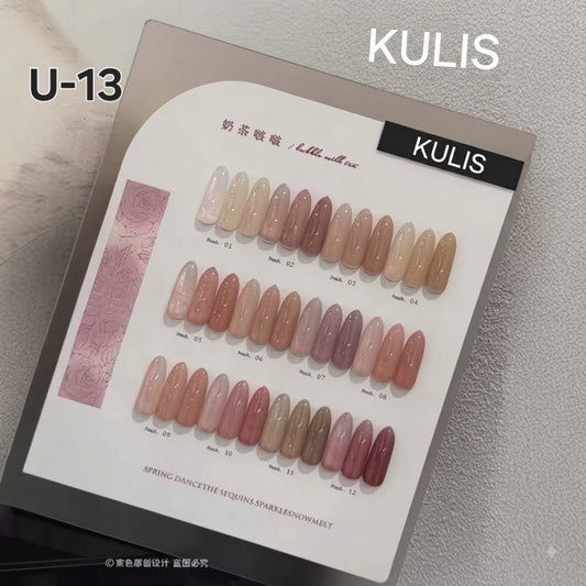 Kulis Professional French Base Color Gel Polish Set 12Pcs, 15ml Each | Sheer Nude & Pink Base Gel Colors for French Manicure