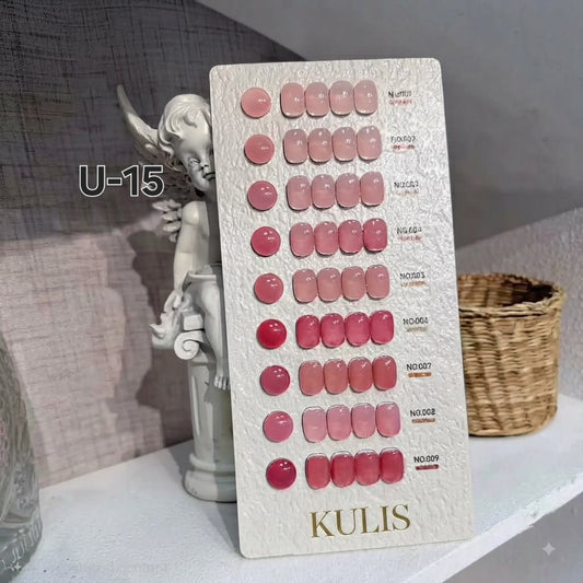 Kulis Professional French Base Color Gel Polish Set 9Pcs, 15ml Each | Nude & Pink Sheer Base Gel Colors for French Manicure