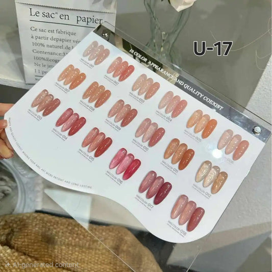 Kulis Professional Russian Base Color Gel Polish Set 18Pcs, 15ml Each | Premium Nude & Pink Russian Base Gel Colors