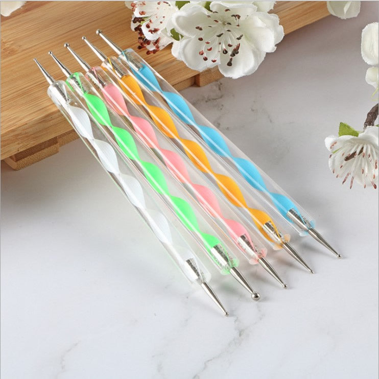 Dual Head Multicolor 5pcs Nail Art Dotting Tool Pen for Nail Decoration Stamping (Set of 5Pc)