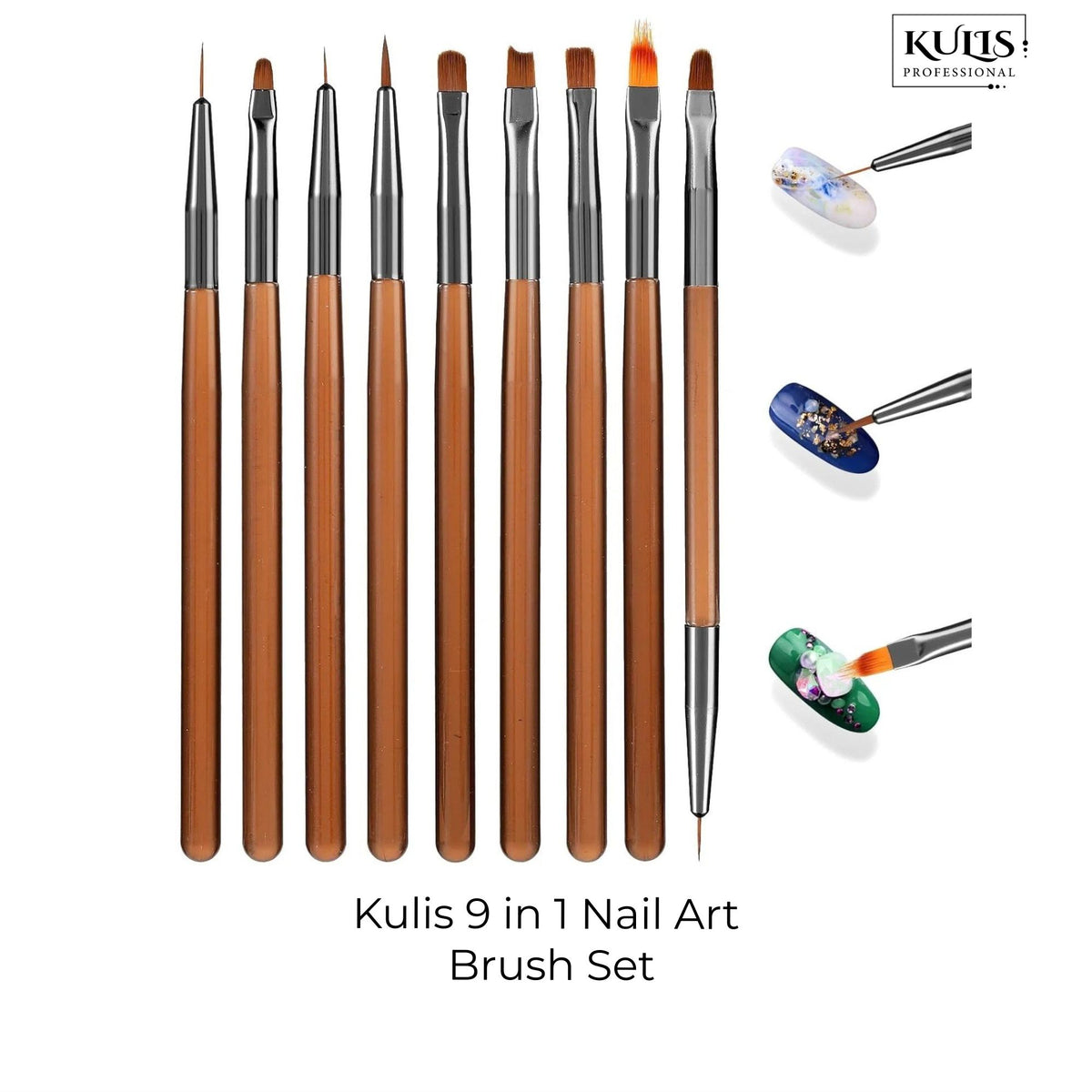 Kulis - 9IN1 Nail Art Brush Set