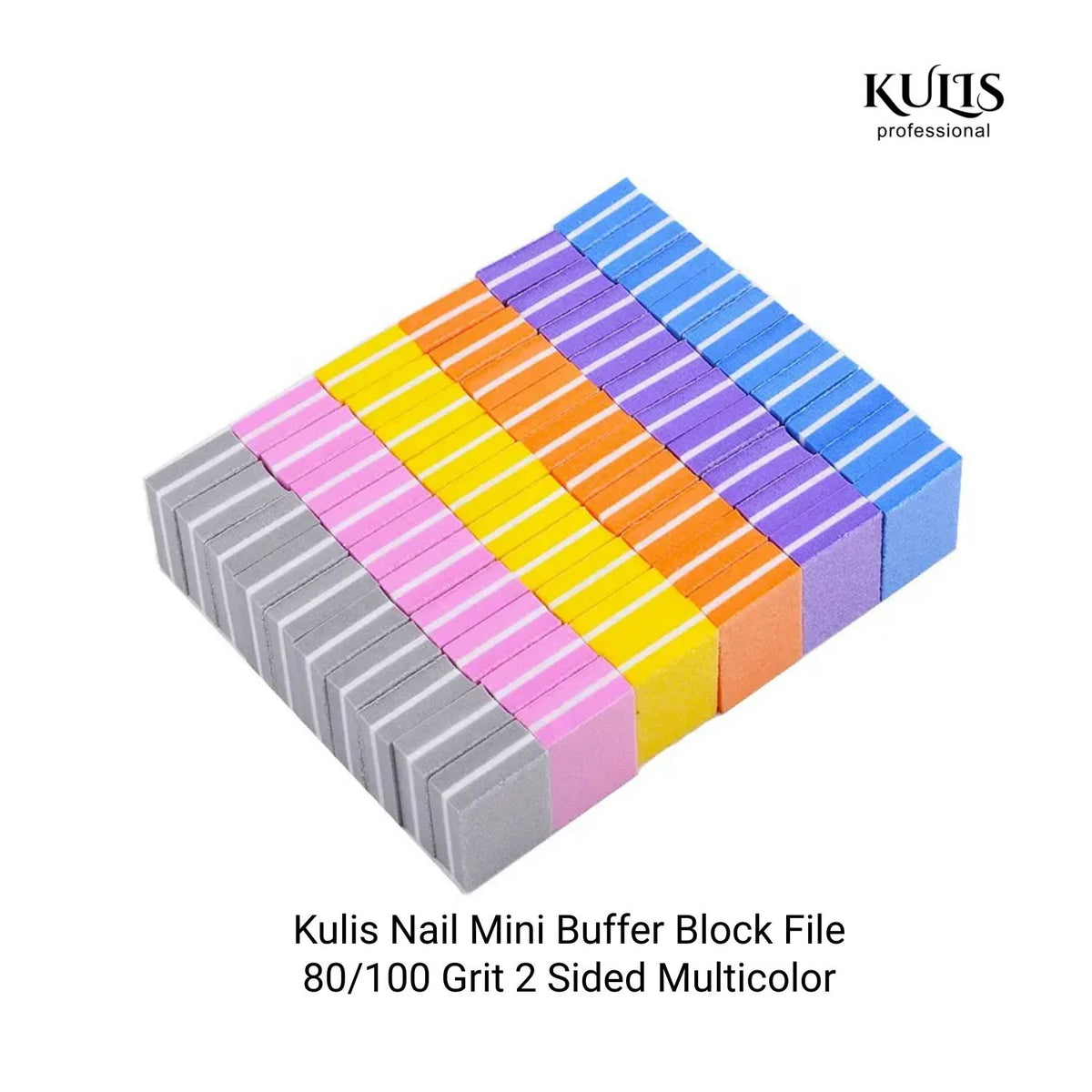 Kulis Nail Mini Buffer Block File 80/100 Grit 2 Sided Multicolor