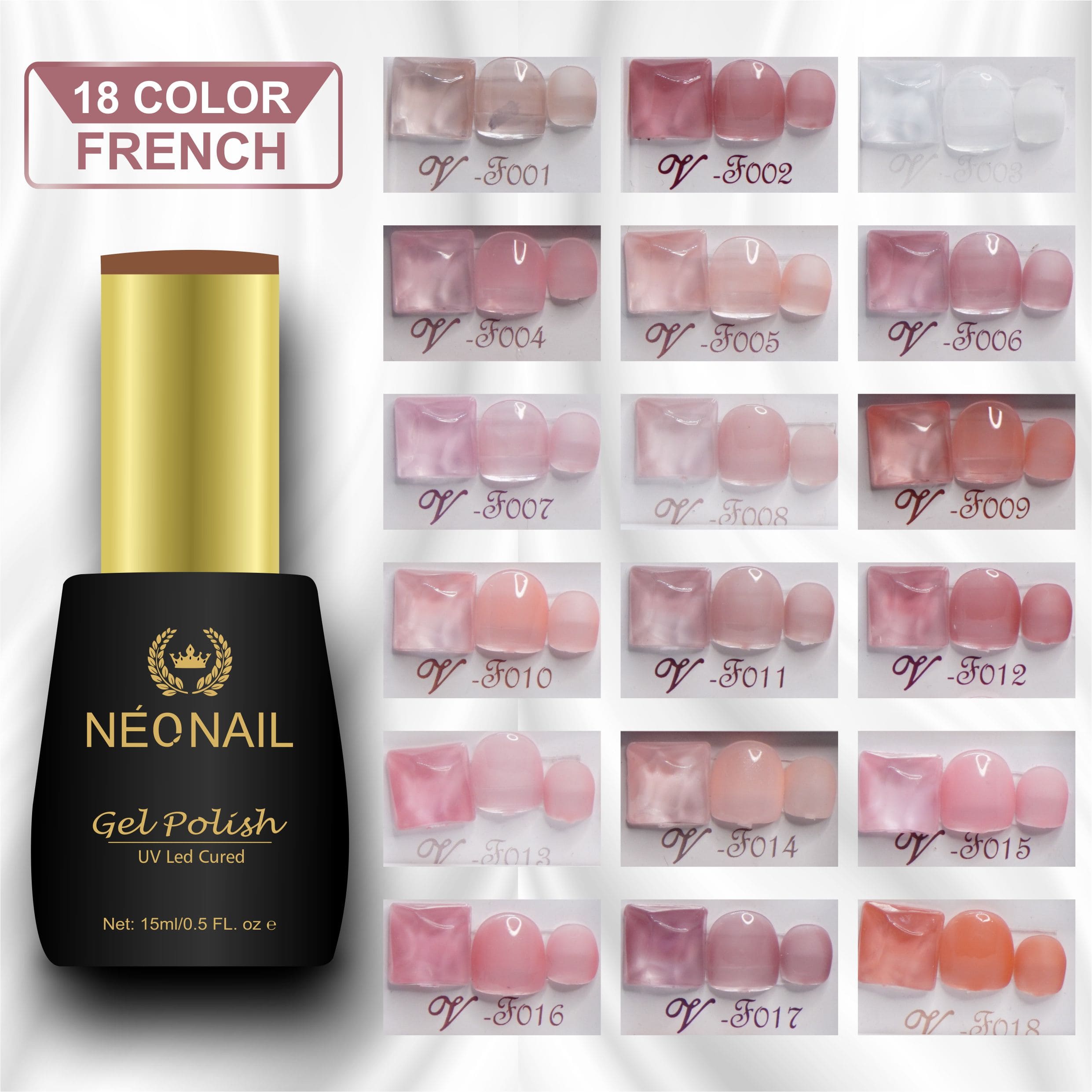 NEONAIL French UV Base Color 15ml | Soak-Off UV/LED Cured Base Gel (18 Color Shades)